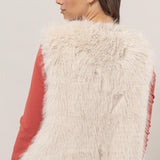 Faux Fur Open Vest - Cream-vest- Hometown Style HTS, women's in store and online boutique located in Ingersoll, Ontario