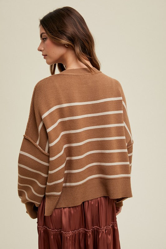 Relaxed Crop Sweater - Camel-sweater- Hometown Style HTS, women's in store and online boutique located in Ingersoll, Ontario