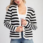 Striped Cardigan - Black-cardigan- Hometown Style HTS, women's in store and online boutique located in Ingersoll, Ontario