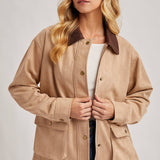 Faux Suede Barn Jacket-Coat & Jackets- Hometown Style HTS, women's in store and online boutique located in Ingersoll, Ontario