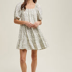 Floral Tiered Puff Sleeve Mini Dress-dress- Hometown Style HTS, women's in store and online boutique located in Ingersoll, Ontario