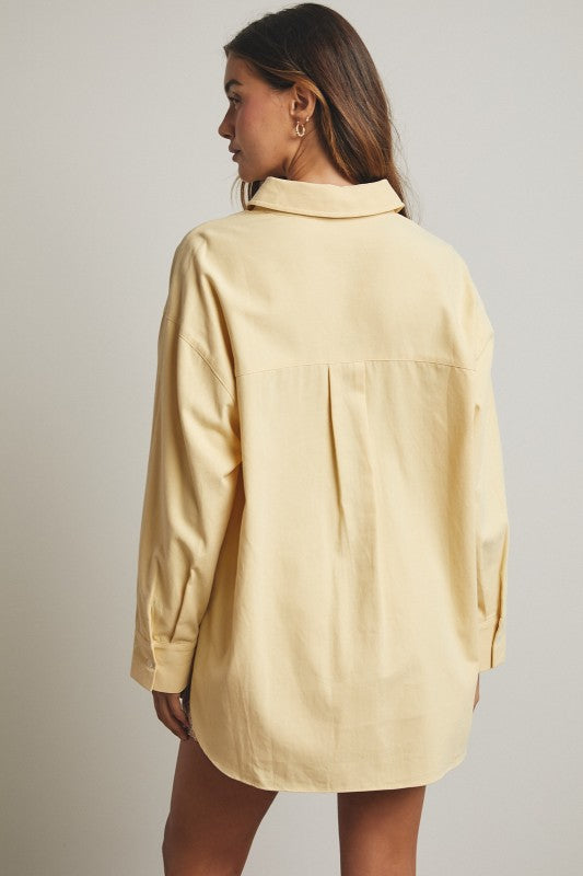 Cotton Button Up Shirt - Daisy-Casual Tops- Hometown Style HTS, women's in store and online boutique located in Ingersoll, Ontario