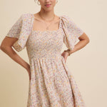 Floral Smocked Dress - Cream-dress- Hometown Style HTS, women's in store and online boutique located in Ingersoll, Ontario