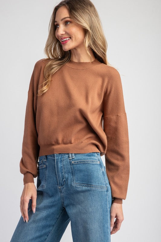 Solid Mock Neck Sweater - Coco-sweater- Hometown Style HTS, women's in store and online boutique located in Ingersoll, Ontario