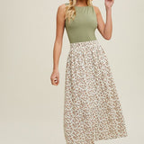 Floral Buttoned Midi Skirt - Cream-skirt- Hometown Style HTS, women's in store and online boutique located in Ingersoll, Ontario