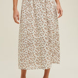 Floral Buttoned Midi Skirt - Cream-skirt- Hometown Style HTS, women's in store and online boutique located in Ingersoll, Ontario