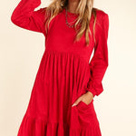 Fit and Flare Knit Dress - Red-Dress- Hometown Style HTS, women's in store and online boutique located in Ingersoll, Ontario