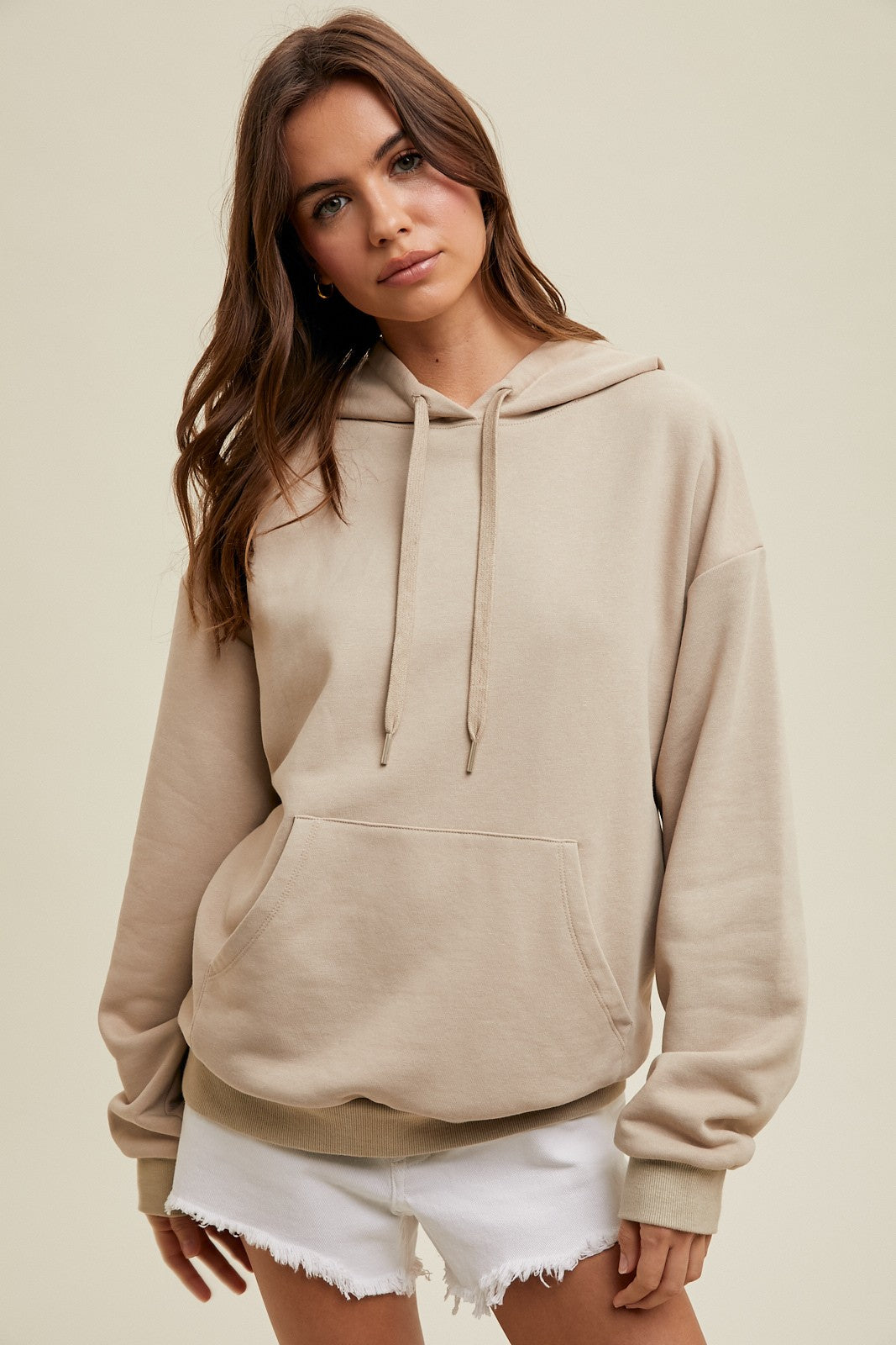 Cotton Hooded Sweatshirt - Taupe-sweater- Hometown Style HTS, women's in store and online boutique located in Ingersoll, Ontario