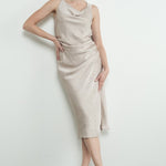 Cowl Satin Midi Dress - Champagne-dress- Hometown Style HTS, women's in store and online boutique located in Ingersoll, Ontario