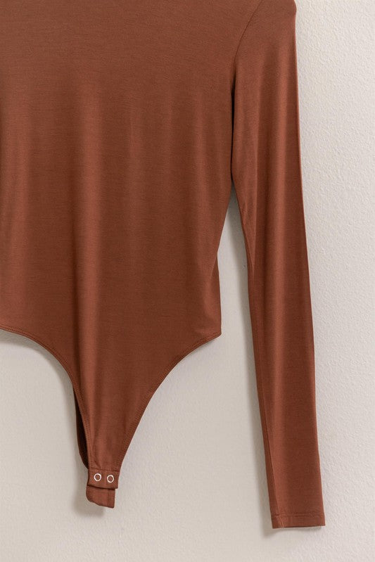 Long Sleeve Turtle Neck Bodysuit - Chestnut-Bodysuit- Hometown Style HTS, women's in store and online boutique located in Ingersoll, Ontario