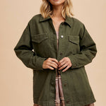 Barn Jacket/Utility Jacket - Olive-Coat & Jackets- Hometown Style HTS, women's in store and online boutique located in Ingersoll, Ontario