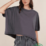 Oversized Crop Tee - Charcoal-tee- Hometown Style HTS, women's in store and online boutique located in Ingersoll, Ontario