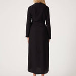 Long Sleeve Midi Wrap Dress - Black-dress- Hometown Style HTS, women's in store and online boutique located in Ingersoll, Ontario
