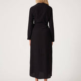 Long Sleeve Midi Wrap Dress - Black-dress- Hometown Style HTS, women's in store and online boutique located in Ingersoll, Ontario
