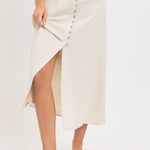 Feminine Linen Blend Midi Dress-dress- Hometown Style HTS, women's in store and online boutique located in Ingersoll, Ontario