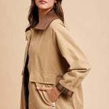 Cotton Chore Jacket - Sandy Beige-Coat & Jackets- Hometown Style HTS, women's in store and online boutique located in Ingersoll, Ontario