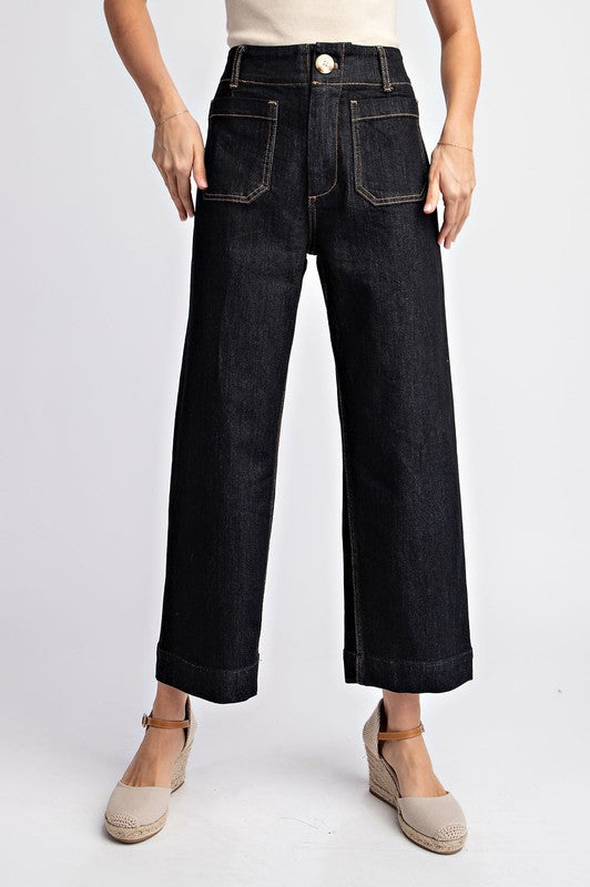 Cropped Straight Leg Pants - Dark Denim-denim- Hometown Style HTS, women's in store and online boutique located in Ingersoll, Ontario