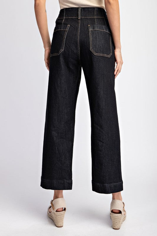 Cropped Straight Leg Pants - Dark Denim-denim- Hometown Style HTS, women's in store and online boutique located in Ingersoll, Ontario