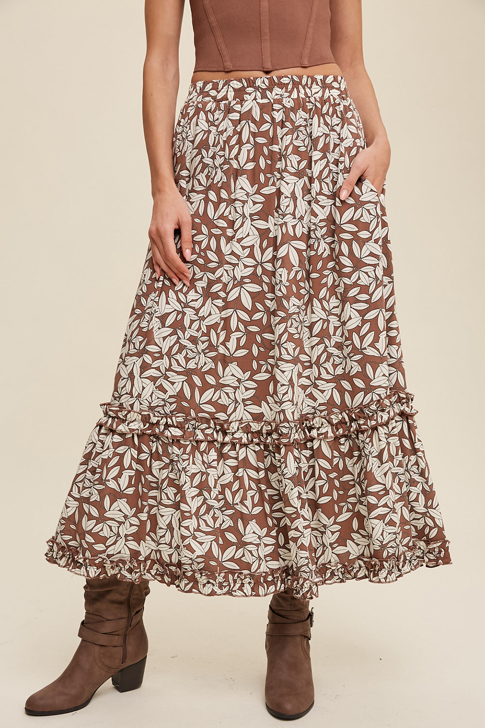 Fall Maxi Skirt - Brown-Skirt- Hometown Style HTS, women's in store and online boutique located in Ingersoll, Ontario