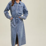 Utility Midi Dress - Denim-Dress- Hometown Style HTS, women's in store and online boutique located in Ingersoll, Ontario