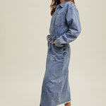 Utility Midi Dress - Denim-Dress- Hometown Style HTS, women's in store and online boutique located in Ingersoll, Ontario