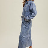 Utility Midi Dress - Denim-Dress- Hometown Style HTS, women's in store and online boutique located in Ingersoll, Ontario