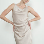 Cowl Satin Midi Dress - Champagne-dress- Hometown Style HTS, women's in store and online boutique located in Ingersoll, Ontario