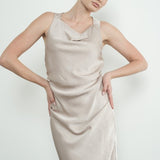 Cowl Satin Midi Dress - Champagne-dress- Hometown Style HTS, women's in store and online boutique located in Ingersoll, Ontario