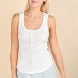 Solid Button Down Tank - White-tank- Hometown Style HTS, women's in store and online boutique located in Ingersoll, Ontario