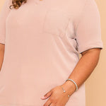 Ribbed V Neck Tee - Mocha-tee- Hometown Style HTS, women's in store and online boutique located in Ingersoll, Ontario