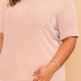 Ribbed V Neck Tee - Mocha-tee- Hometown Style HTS, women's in store and online boutique located in Ingersoll, Ontario