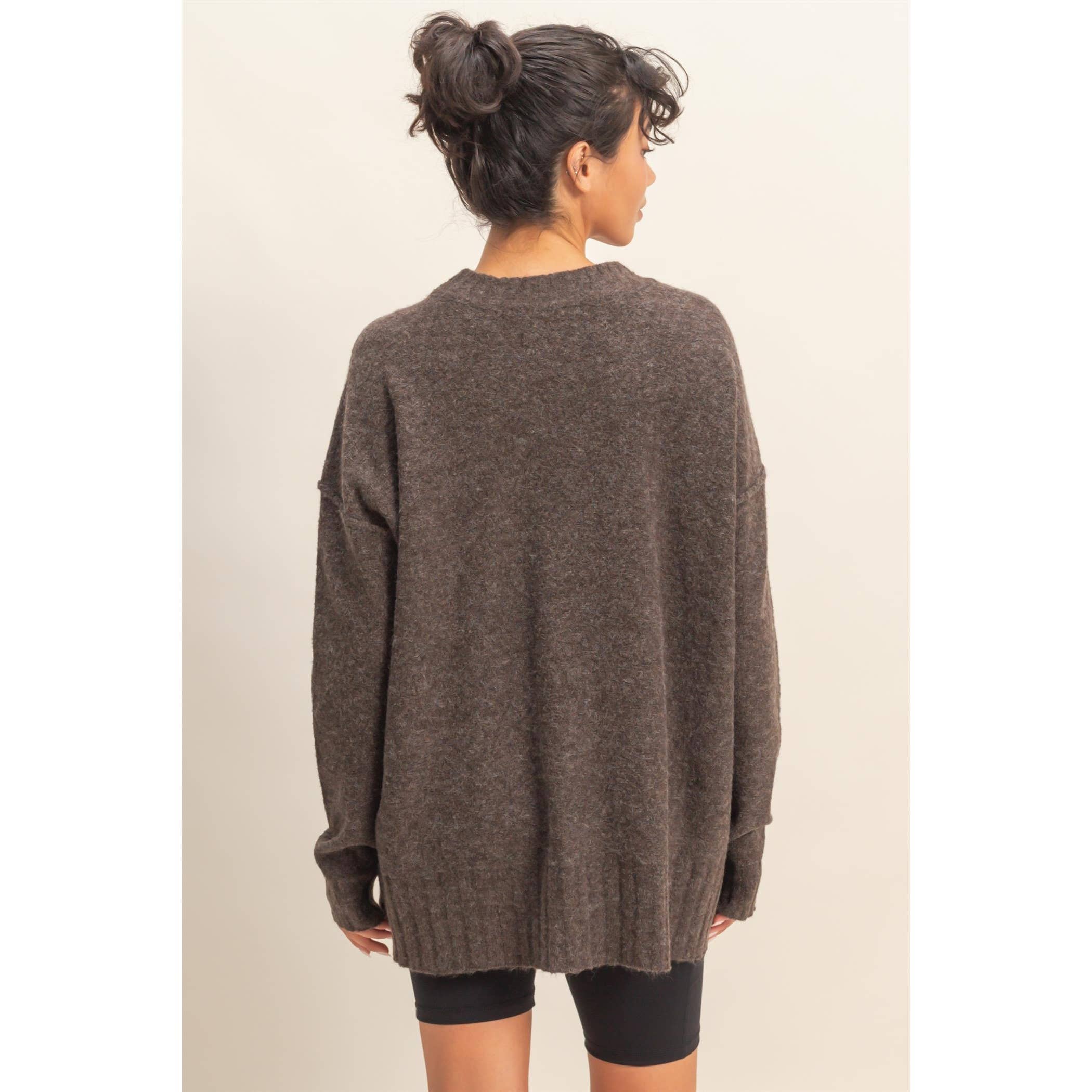 Relaxed Fit Sweater- Chestnut-sweater- Hometown Style HTS, women's in store and online boutique located in Ingersoll, Ontario