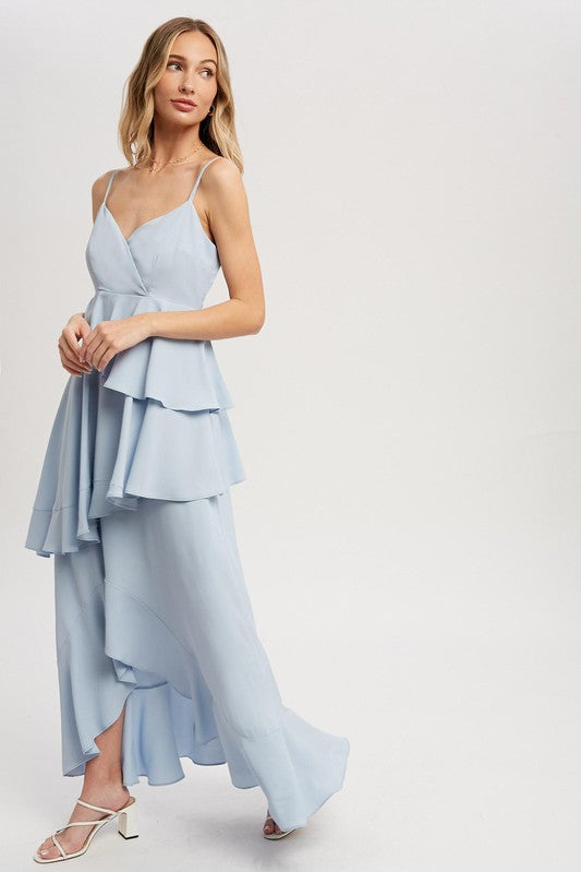Ruffle Hem Maxi Dress - Sky-Special Occasion Dress- Hometown Style HTS, women's in store and online boutique located in Ingersoll, Ontario