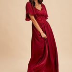 Washed Satin Lace Maxi - Cranberry-Special Occasion Dresses- Hometown Style HTS, women's in store and online boutique located in Ingersoll, Ontario