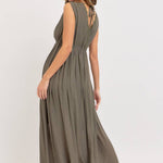 Deep V Neckline Maxi Dress - Olive-dress- Hometown Style HTS, women's in store and online boutique located in Ingersoll, Ontario