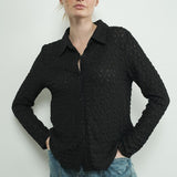 Floral Lace Button Up - Black-Tops- Hometown Style HTS, women's in store and online boutique located in Ingersoll, Ontario