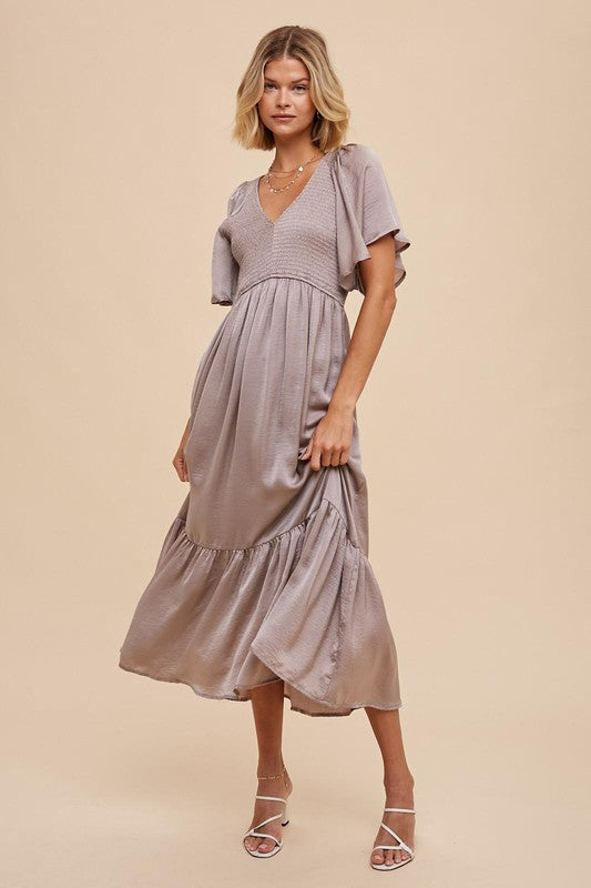 Satin Midi Dress-Dress- Hometown Style HTS, women's in store and online boutique located in Ingersoll, Ontario