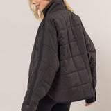 Quilted Puffer Jacket - Black-Coats & Jackets- Hometown Style HTS, women's in store and online boutique located in Ingersoll, Ontario