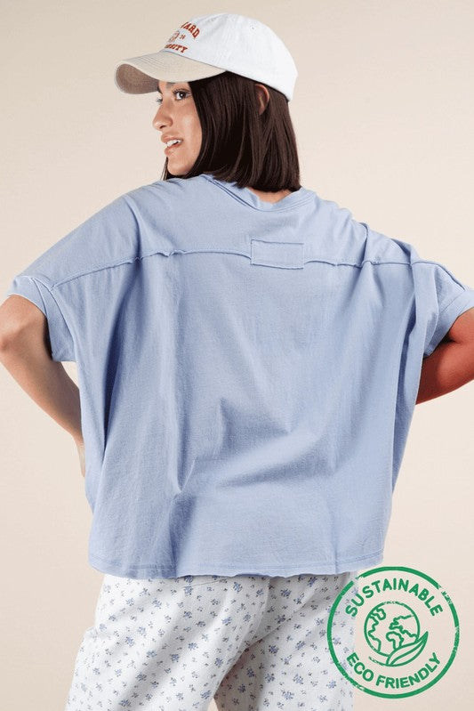 Oversized Crop Tee - Sky-tee- Hometown Style HTS, women's in store and online boutique located in Ingersoll, Ontario
