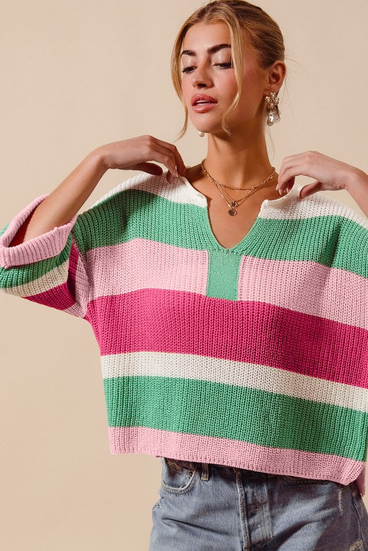 Multi Colour Stripe Sweater-Sweater- Hometown Style HTS, women's in store and online boutique located in Ingersoll, Ontario