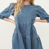 Denim Tiered Dress-dress- Hometown Style HTS, women's in store and online boutique located in Ingersoll, Ontario