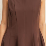 Sleeveless Flared Hemline Dress - Brown-Special Occasion Dress- Hometown Style HTS, women's in store and online boutique located in Ingersoll, Ontario