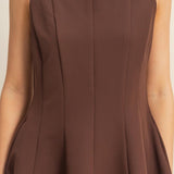 Sleeveless Flared Hemline Dress - Brown-Special Occasion Dress- Hometown Style HTS, women's in store and online boutique located in Ingersoll, Ontario