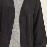 Longline Knit Open Cardigan - Black-Sweaters and Cardigans- Hometown Style HTS, women's in store and online boutique located in Ingersoll, Ontario