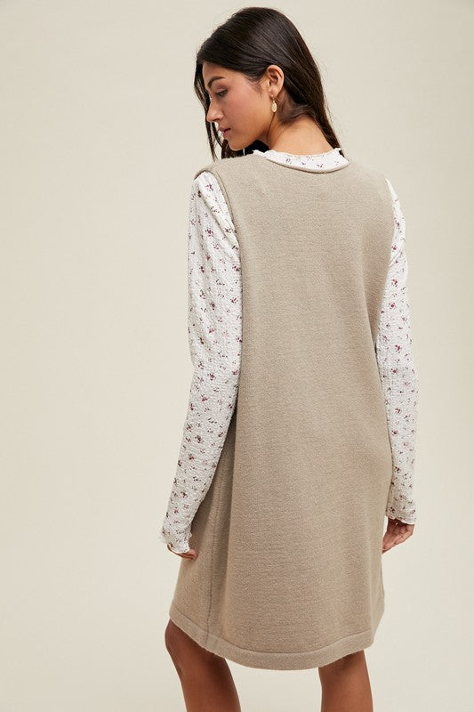 Brushed Knit Sweater Mini Dress - Stone-Dress- Hometown Style HTS, women's in store and online boutique located in Ingersoll, Ontario