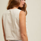 Cotton Button Up Vest - Ecru-vest- Hometown Style HTS, women's in store and online boutique located in Ingersoll, Ontario