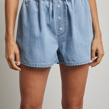 Denim Drawstring Shorts-Shorts- Hometown Style HTS, women's in store and online boutique located in Ingersoll, Ontario