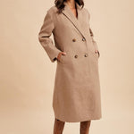 Felted Double Breasted Lapel Duster Coat - Fawn-Coat & Jackets- Hometown Style HTS, women's in store and online boutique located in Ingersoll, Ontario