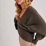 Wrap Crossover Sweater - Ash-Sweater- Hometown Style HTS, women's in store and online boutique located in Ingersoll, Ontario