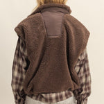 Cozy Sherpa Vest - Brown-vest- Hometown Style HTS, women's in store and online boutique located in Ingersoll, Ontario